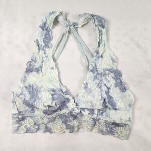 Victoria's Secret PINK Corset Strappy Lace Halter Top Bralette - Gray Blue Small